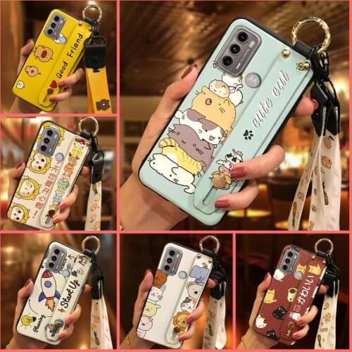 Back Cover Wrist Strap Phone Case For MOTO G60/G40 Fusion Anti-dust Silicone Cute For Woman