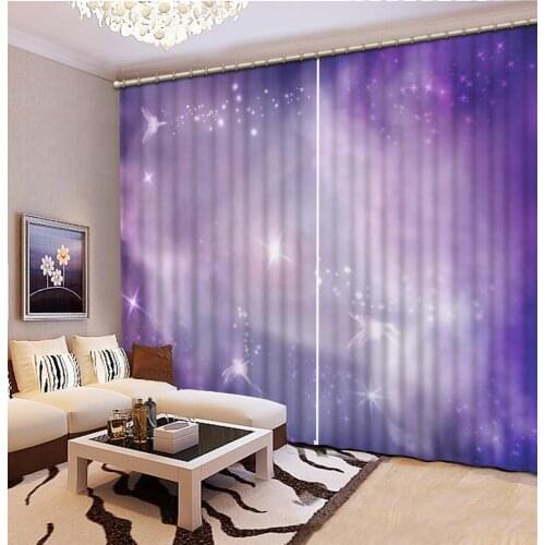 Purple Star Sky curtains star 3D Curtains Living Room Bedroom Drapes Curtains Custom size Blackout curtain