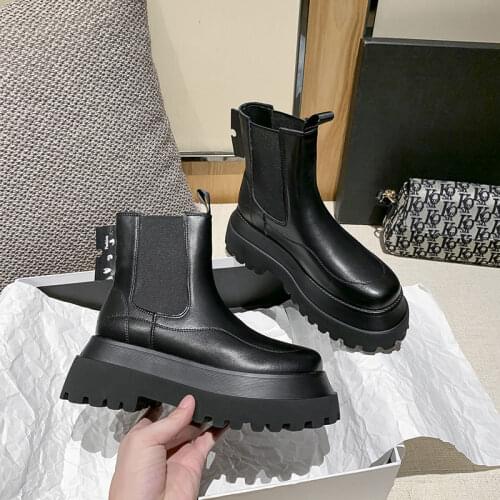 2021 Fashion Women Ankle Boots Autumn Lace Up High Quality Leather Boot Anti-slip Wear-resistant Comfortable Women Ankle Boot