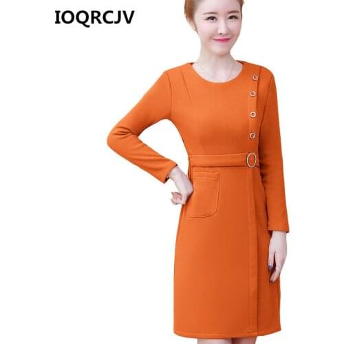 New Women Dress 2019 Autumn Plus Velvet Thicken Long Sleeve Bodycon Casual Dress Solid Elegant Temperament Quality Dresses L137