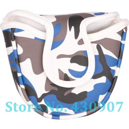 1pc Golf Club Mallet Putter Head Cover Synthetic Leather with Blue Camouflage Print and Magnet Golf Mallet Cover