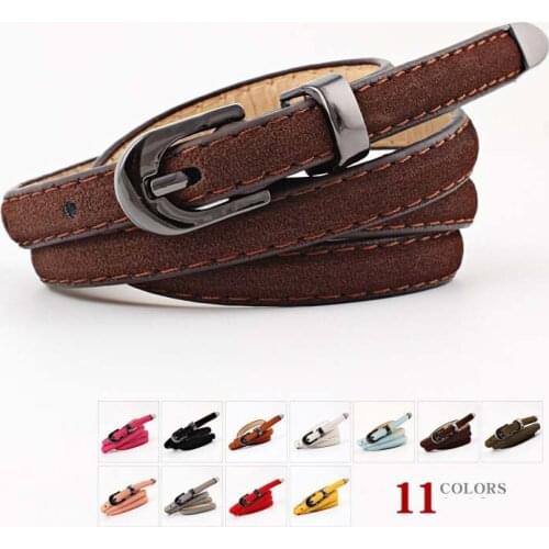 2019 Fashion Wild New Ladies Belt Fine Pu Leather Pin Buckle Belt Adjustable Solid Color Shiny Belt Ceinture for Jeans Dress