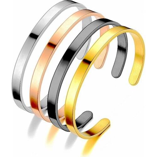 4 Colors Luxury Stainless Steel Bangle Punk Style Open Cuff Bracelet Adjustable For Men Women Daily Wear Jewelry Accessories