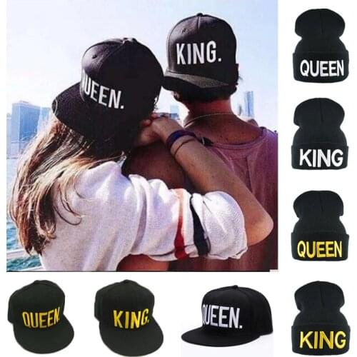 KING QUEEN Cap With Embroidery Snapback Hip Hop Baseball Caps Man Lovers Couples Men Women Cartoon Pattern casquette homme