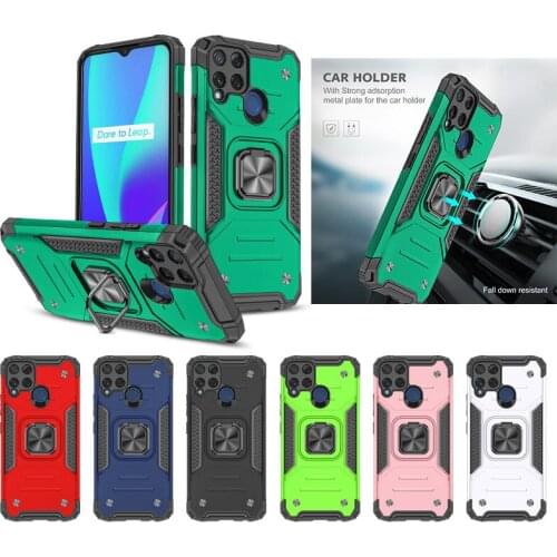 10pcs/Lot Armor Phone Case For OPPO A54 A94 Reno 5F 4 Lite A15 A73 F17 A52 PC +TPU Rugged Cover With CD Grain Car Ring Bracket