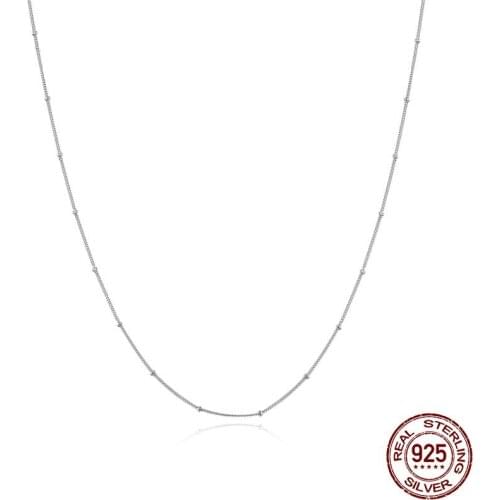 Authentic 925 Sterling Silver 1.7mm Link Chain with beads Necklaces for women, Essential Tiny Round Beads Necklace Bijoux