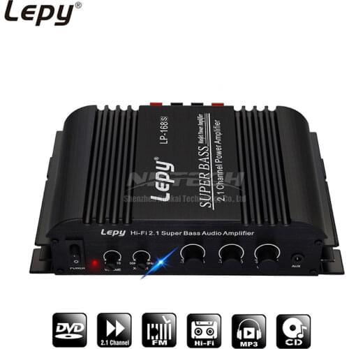 LP-168S Digital Stereo Power Amplifier Audio 2.1 Channel 2x 40W 68W RMS Output Super Bass Hi-Fi USB Car Player LP-168HA Upgrade