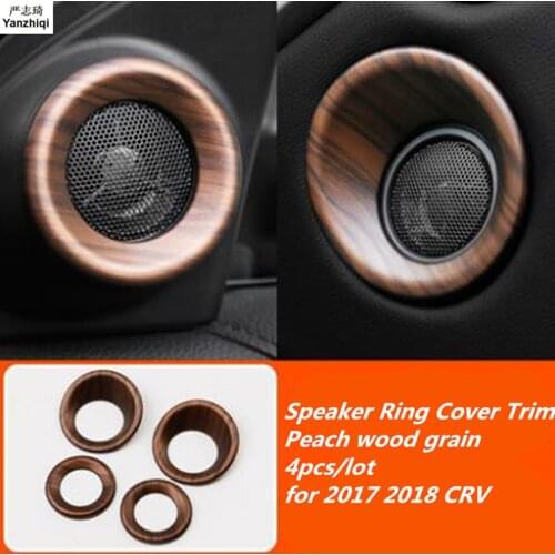 For Honda CRV CR-V 2017 2018 ABS Chrome/Carbon Fiber/Peach wood grain Front Rear Door Stereo Speaker Ring Cover Trim Car Styling