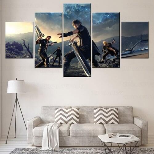Home Decor Living Room Wall Poster Framework Picture 5 Panel Game Final Fantasy XV Episode Gladiolus Canvas HD Print Painting