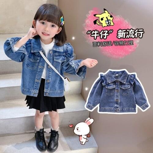 Girl Denim Jacket Baby clothes For girls Print Coat Embroidery Outwear Girl Kids Cartoon Jean Jackets Coat For 2-10T Years