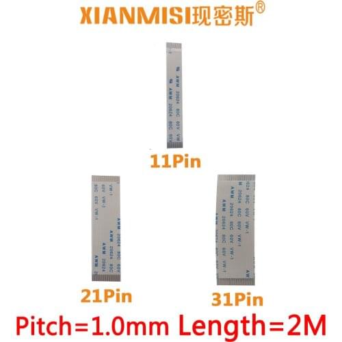 FFC FPC Flat Flex Extension Cable 11Pin 21Pin 31Pin Same Side 1.0mm Pitch AWM VW-1 20624 20798 60V Length 2Meter 5PCS