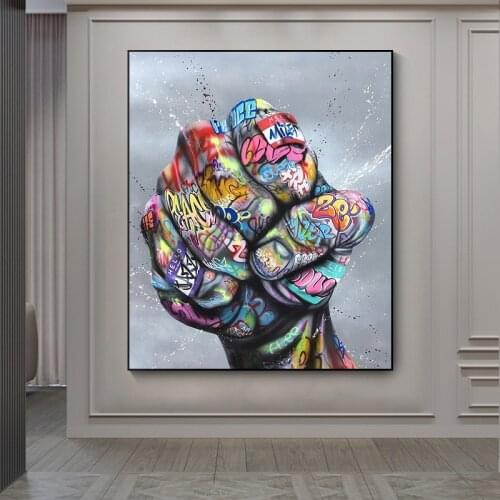 Graffiti Art Fist Paintings Print On Canvas Posters and Prints Street Art Wall Pictures for Living Room Home Decor Wall Art