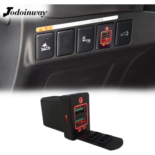 Red Led Dual USB QC 3 Charging For Toyota Camry Corolla Prado RAV4 Yaris Highlander Vios Quick Charger 3.0 Power Socket Adapter