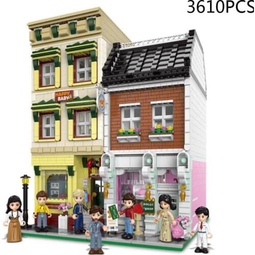 Creative city street view Europe toyshop moc building block figures toys store assemble bricks collection for adults gifts