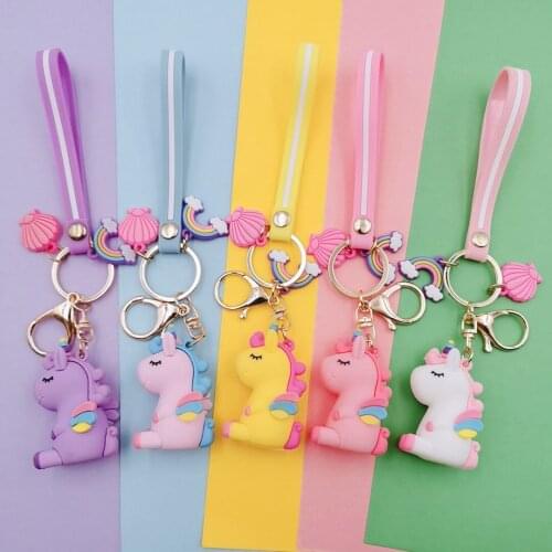 Unicorn Pendant Keychain Epoxy Three-dimensional Doll PVC Soft Plastic Bag Creative Gift Ornament