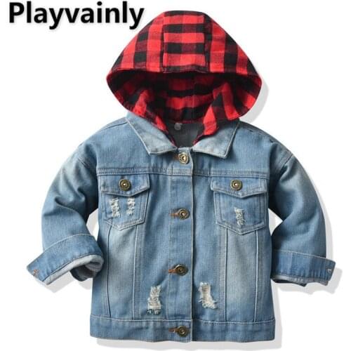 2021 New Boys Girls Jackets Baby Coats Blue Denim Casual hooded Kids Jackets for Boys Girls Kids Clothes E20080