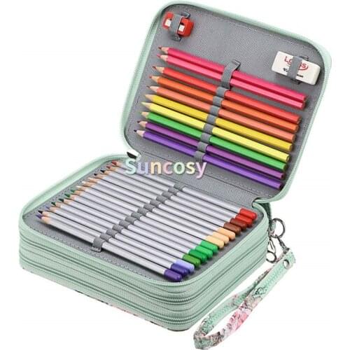 Kawaii Empty Pencil Case for School , 72/120 Holes Penal Cute Bee Monkey Pencilcase, Large capacity Stationery Korean Kit