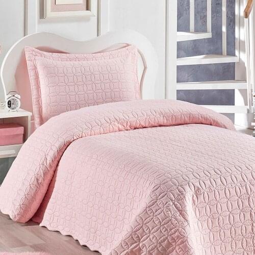 My blanket Daisy Powder Pink Single Microfiber Quilting Bed Cover Turkish Made Washable & Ironed Fabric Air Gets