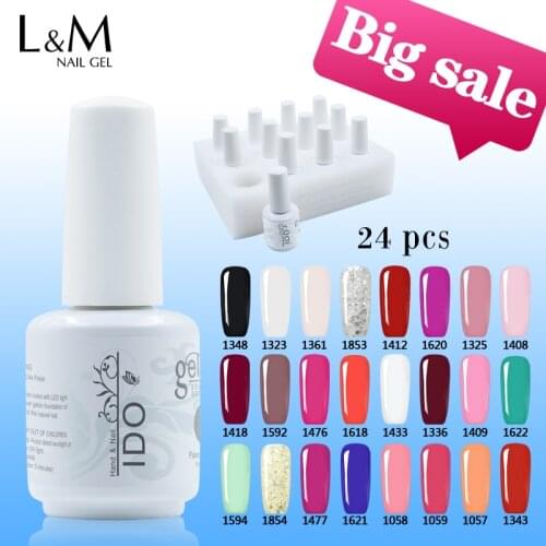 Gelpolish 15ml 24 Pcs Set IDO Gel Nail Polish Varnishes Beautiful Professional Nice Color Uv Gel Polish Gel Nails Brand