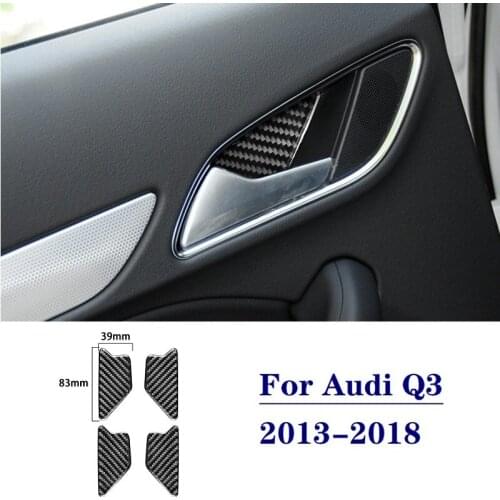 Carbon Fiber Door Bowl Panel Trim Auto Sticker Fit For Audi Q3 2013-2018 Car Interior Accessories