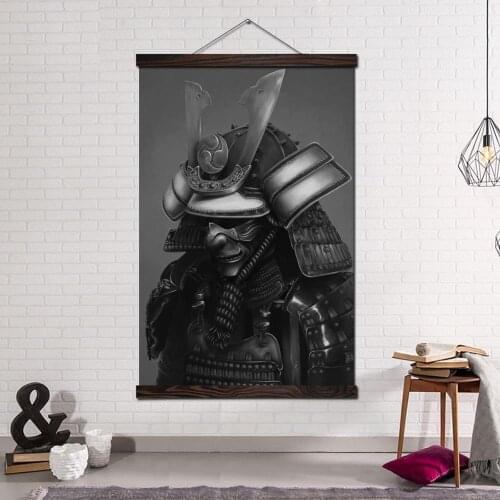 Wall Art Poster and Prints Canvas Painting Art Print Picture Living Room Home Decoration Japan Black and White Samurai Poster