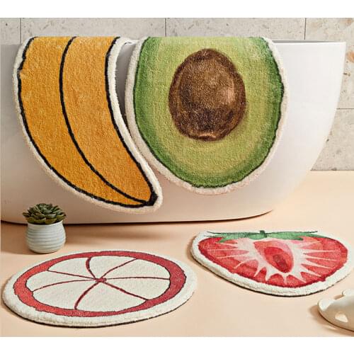 Creative Doormat Fruit Banana Strawberry Non-Slip Floor Carpet for Bathroom Kitchen Front Door Rug Avocado Design Entrance Mat