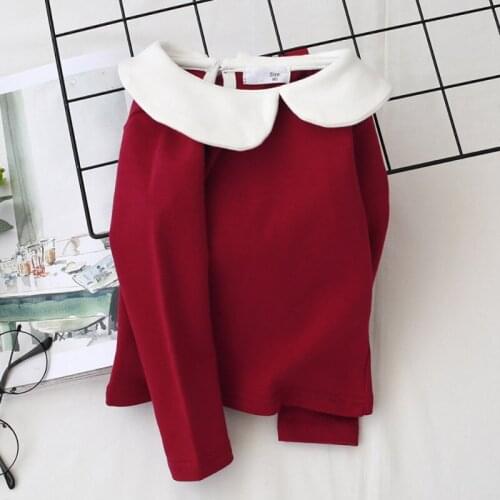 1-8T New Spring Toddler Baby Girl Clothes Long Sleeve Girls T-Shirts Cute Kids Tees Tops Casual Lovely Doll Collar Bottoming