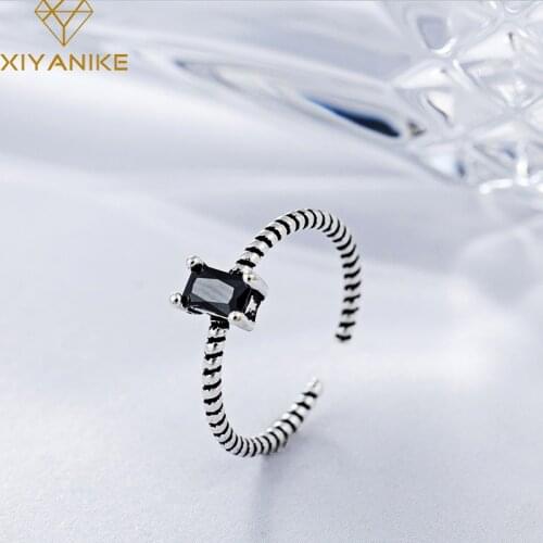 XIYANIKE 925 Sterling Silver New Fashion Geometric Opening Rings Charming Elegant Meteorite Jewelry Accessories For Women