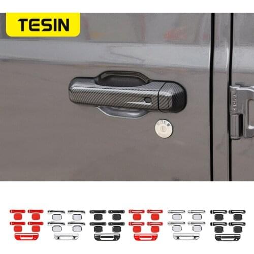 TESIN Car Door Handle Shell/ Exterior Door Bowl/Tailgate Handle Decoration Cover Stickers For Gladiator JT 2018+ Car Accessories