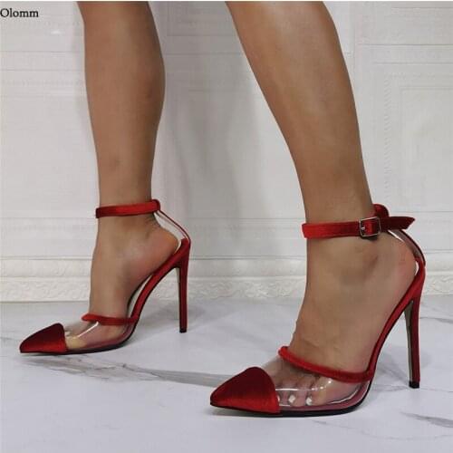 Olomm New Fashion Handmade Women Summer Sandals Suede Shiny Stiletto Heel Open Toe Gorgeous 7 Colors Party Club Shoes Size 5-15