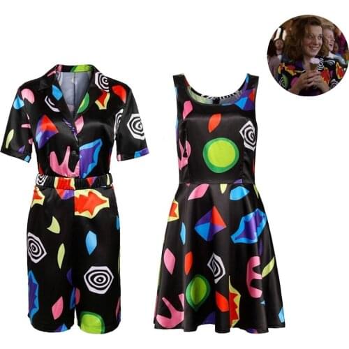 Eleven Dress For Stranger Things Season 3 Halloween Cosplay Costume Short Sleeve Jumpsuit Slip Dress Women Girls Outfit