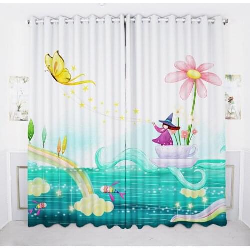 Custom Window Curtains for Living Room Bedroom Nursery Kid Children Room Window Tulle Sheer Drapes Flower Butterfly Fish Green