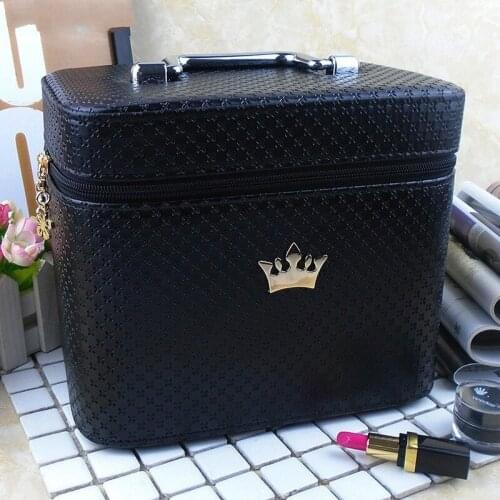 Women noble Crown big Capacity Professional Makeup Case Organizer High Quality Cosmetic Bag Portable Brush Storage box Suitcase