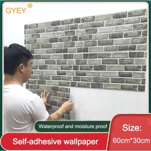 Retro Brick Pattern PVC Wall Stickers Self-adhesive Wallpaper 3D Waterproof Background Wall Interior Wall Decoration Renovation