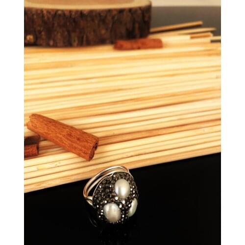 Dr stone natural stone handmade pearl stone silver plated Anatole adjustable ferrule Ring KTDR69