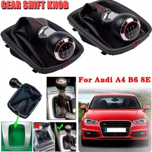 Shifter Car Leather Boot Gear Shift Knob Head Lever Cover Accessories For Audi A4 B6 8E 2000-2004 C5 A6 4B 1997-2005 Manual MT