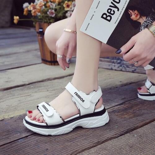 Fashion Velcro Women Sandals New Summer Trend PU Leather Woman Beach Sandals Casual Platform Non Slip Sports Sandals
