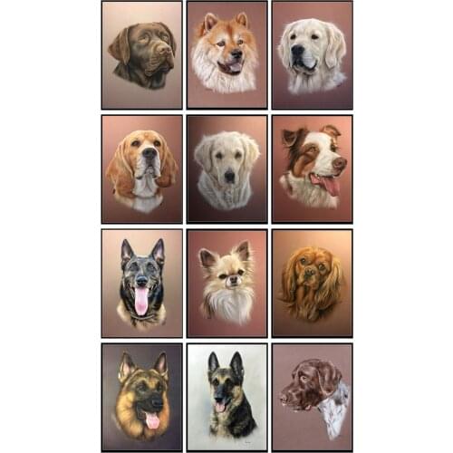 Counted Cross Stitch Kits Needlework Embroidery - 14 ct Aida DMC Color DIY Handmade Home Decor Dogs Cats - Portrait of Dogs