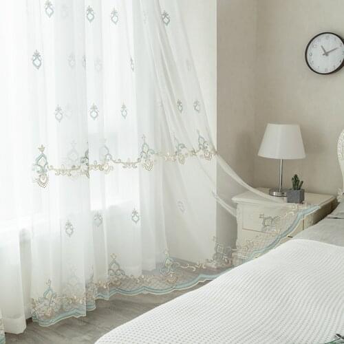 Modern White Fabric European Style Embroidery Tulle Curtains For Living Room Bedroom Decorative Window Treatment Drapes Blinds