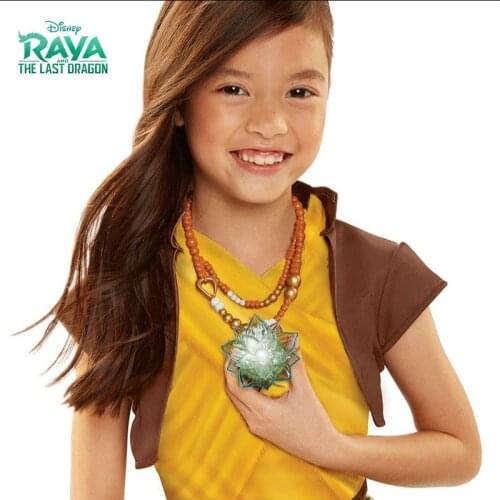 Disney Raya The Last Dragon Legend Raya Princess Luminous Necklace Girl Baby Toy Jewelry Frozen Childrens Birthday Gift