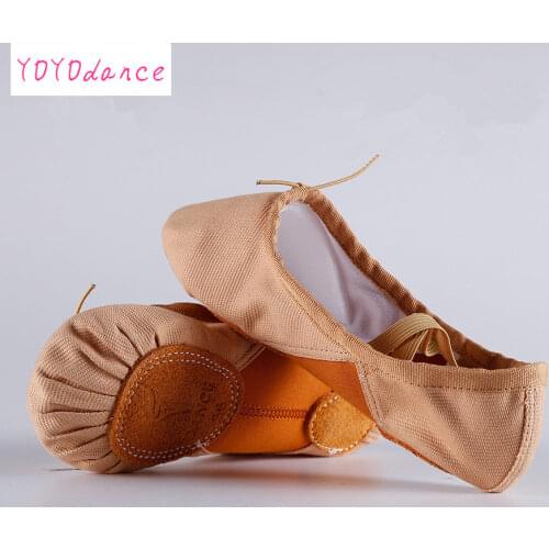 Stretch Canvas Elastic Build-in Arch Woman Girls Soft Ballet Slipper Split Sole Dancing Shoes Ballet Foot Strech Flats