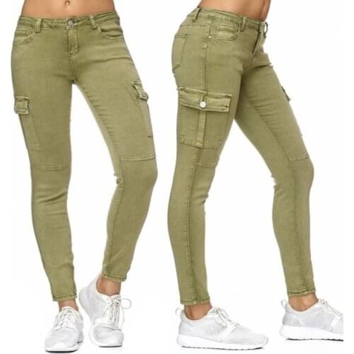 Spring/summer Overalls Tight-fitting Jeans Side Pockets Feet/pencil Pants Stretch Oversiz Low-waist Sexy Wild Oversize Pants