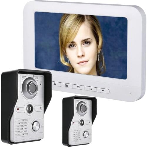 MOUNTAINONE 7 Inch LCD Video Door Phone Doorbell Intercom Kit 2-camera 1-monitor Night Vision with IR-CUT HD 700TVL Camera