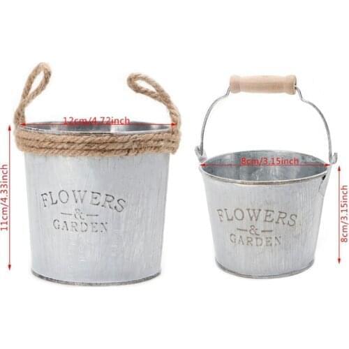 Vintage Galvanised Metal Iron Flower Garden Shabby Vase Pot Barrel Planter Decor L4MF