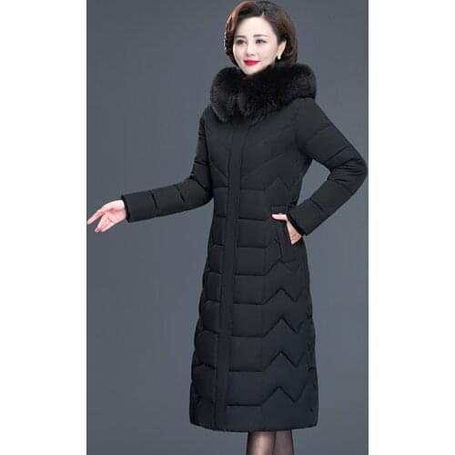 X-long Womens Wintet Jackets Hooded Plus Size Female Parkas With Fur Collar Office Ladies Slim Cotton Padded Thick Coat Outwear