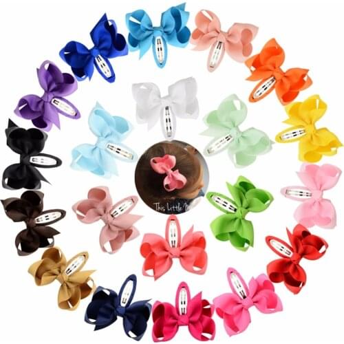 20Pcs/lot 2.75 Inch Windmill bow hairpin Grosgrain Ribbon Wrapped Hair Clips Girls BB Clip Kids Safety Hair Accessories 814