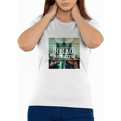 Hello Brooklyn Urban City Slogan WomanS T Shirt White Sizes S-2Xl Fashion Classic Tee Shirt