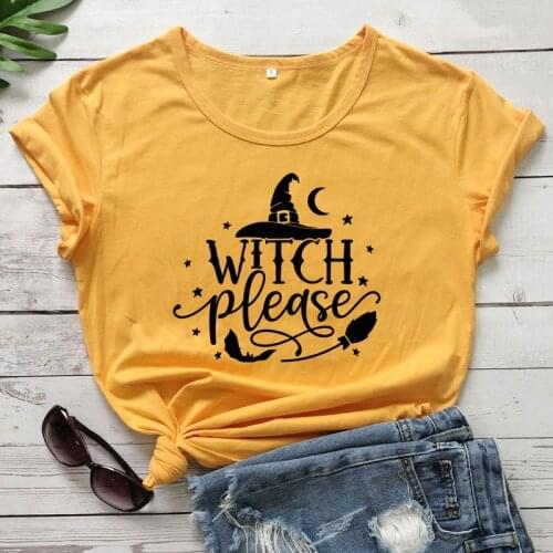 Women Autumn Short Sleeve Graphic Halloween Witchy Party Top Tee Shirt Witch Please T-shirt Funny 100% That Witch Tshirt