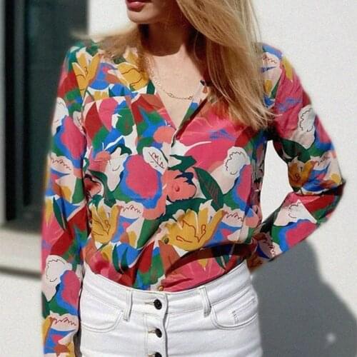 Florence Floral Shirt Women Summer Autumn Long Sleeve Button Up Chic Elegant Tunic Tops Printed Vintage Loose Blouse 2021