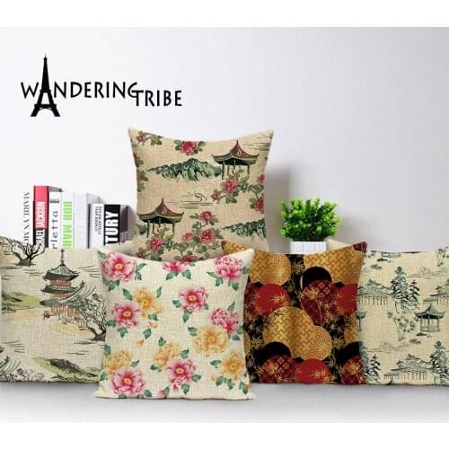 Scenic Throw Pillows Case Farmhouse Home Decor Vintage Cushion Covers Flower Pillow Cases Decoration Sofa 45 X 45 Cover Cushions